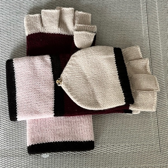 KATE SPADE NWOT AUTHENTIC RARE COLOR BLOCK FINGERLESS STYLE MITTEN GLOVES - Picture 3 of 14